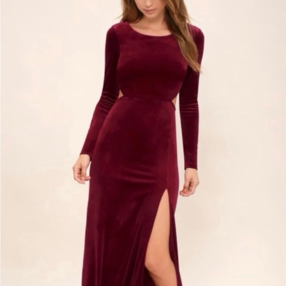 Lulu's Deep Burgundy Long Sleeve Dress